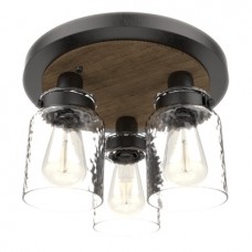 Φωτιστικό Οροφής 3xE27 230V Ματ Μαύρο με Ξύλο 955BIANCA3/BL